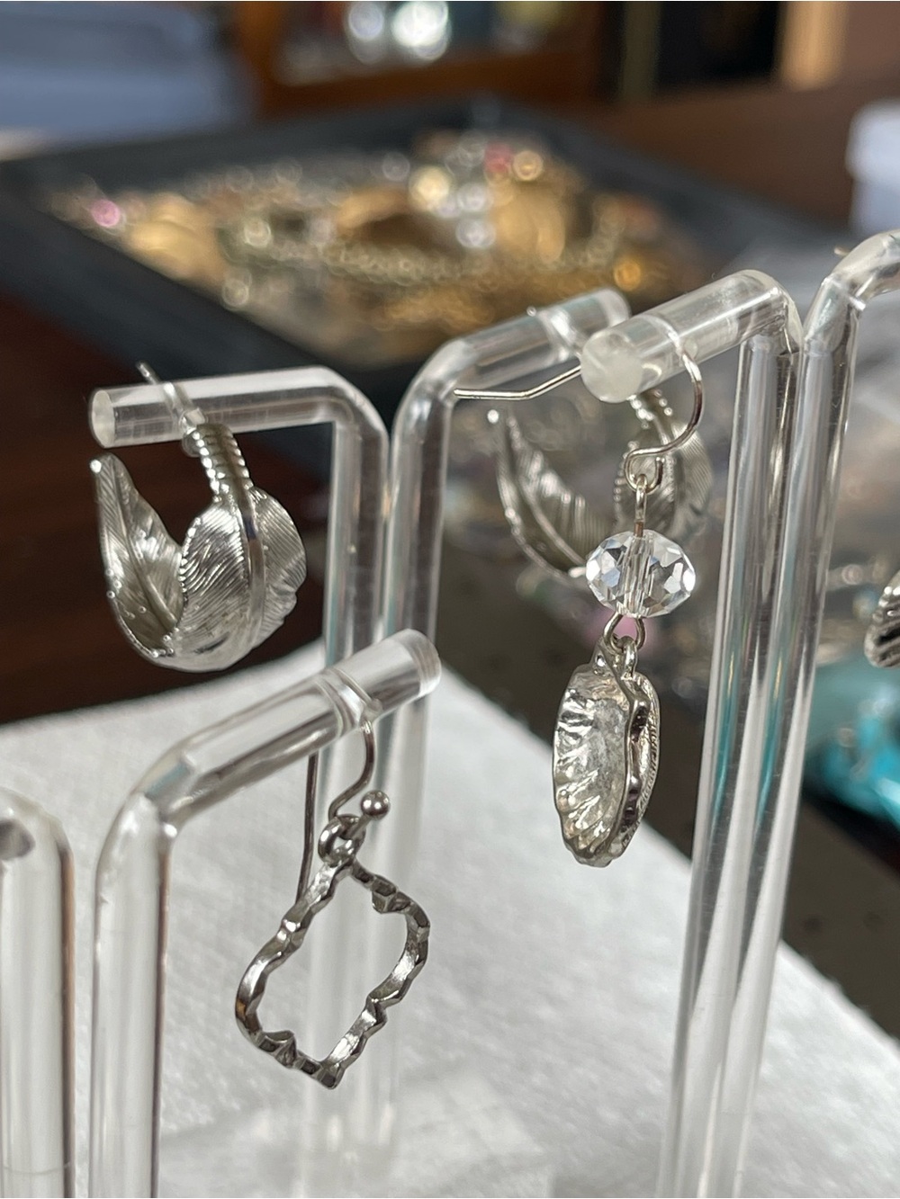 10 pr incl Silver tone Leaf Drop Earrings - Textured & Dangle Styles